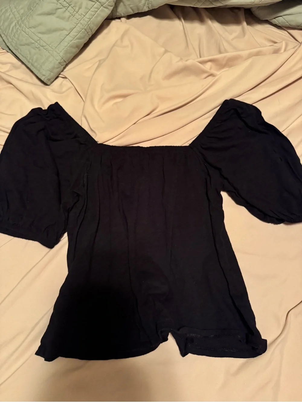 Old Navy Black Puff-Sleeve Off-Shoulder Blouse